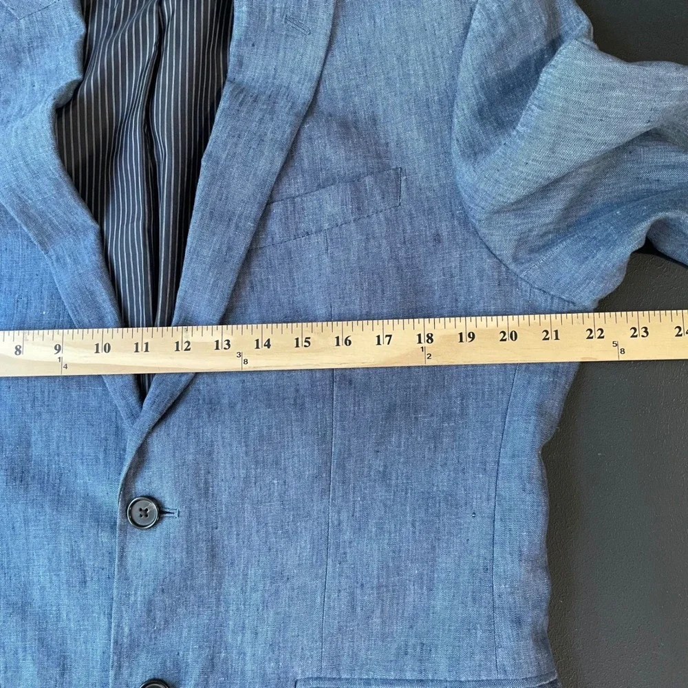 Banana Republic Sport Coat Men 40 Blue Linen Slim Fit Blazer Quiet Luxury Preppy